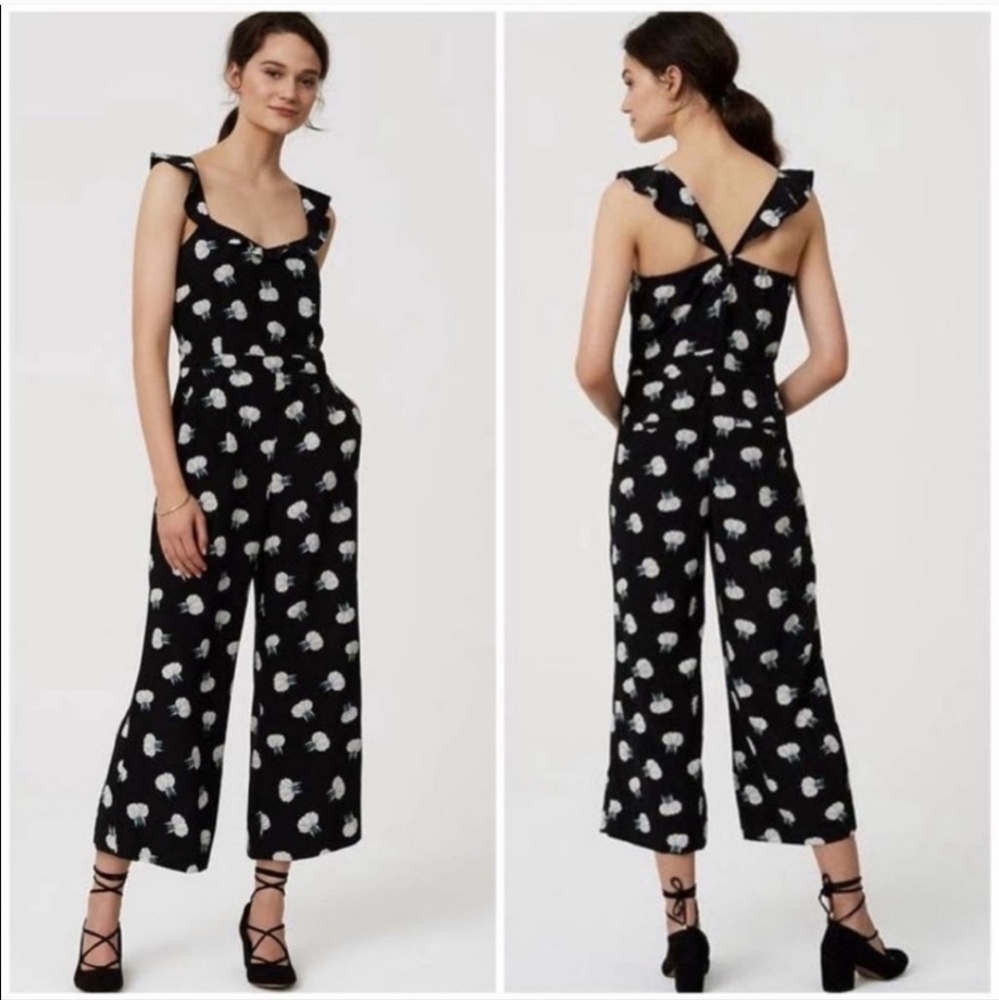 Ann Taylor LOFT Lotus Ruffle Floral Design Jumpsuit Size 4
